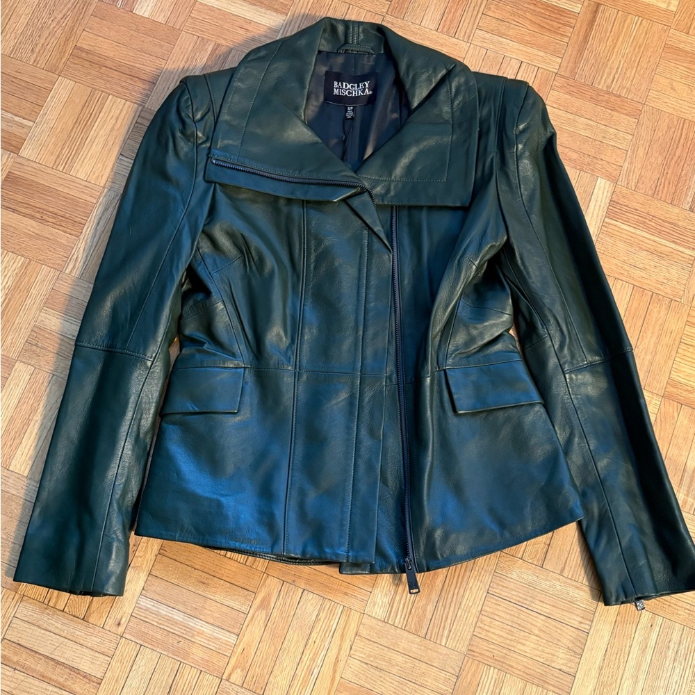 Badgley Mishka Dark Green Leather Jacket